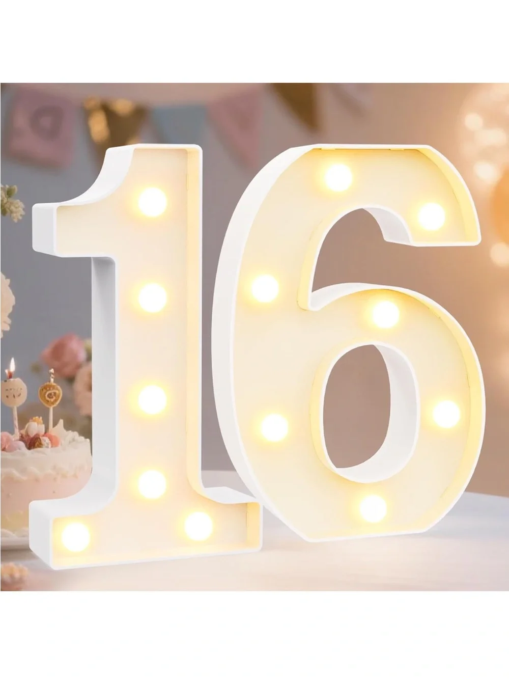 LED Marquee Number '16' Light - White new